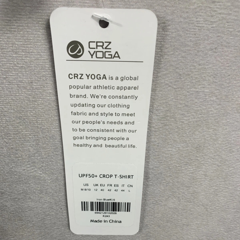 CRZ YOGA Womens Long Sleeve Crop T-shirt Yoga Medium 8/10 - Picture 2 of 5